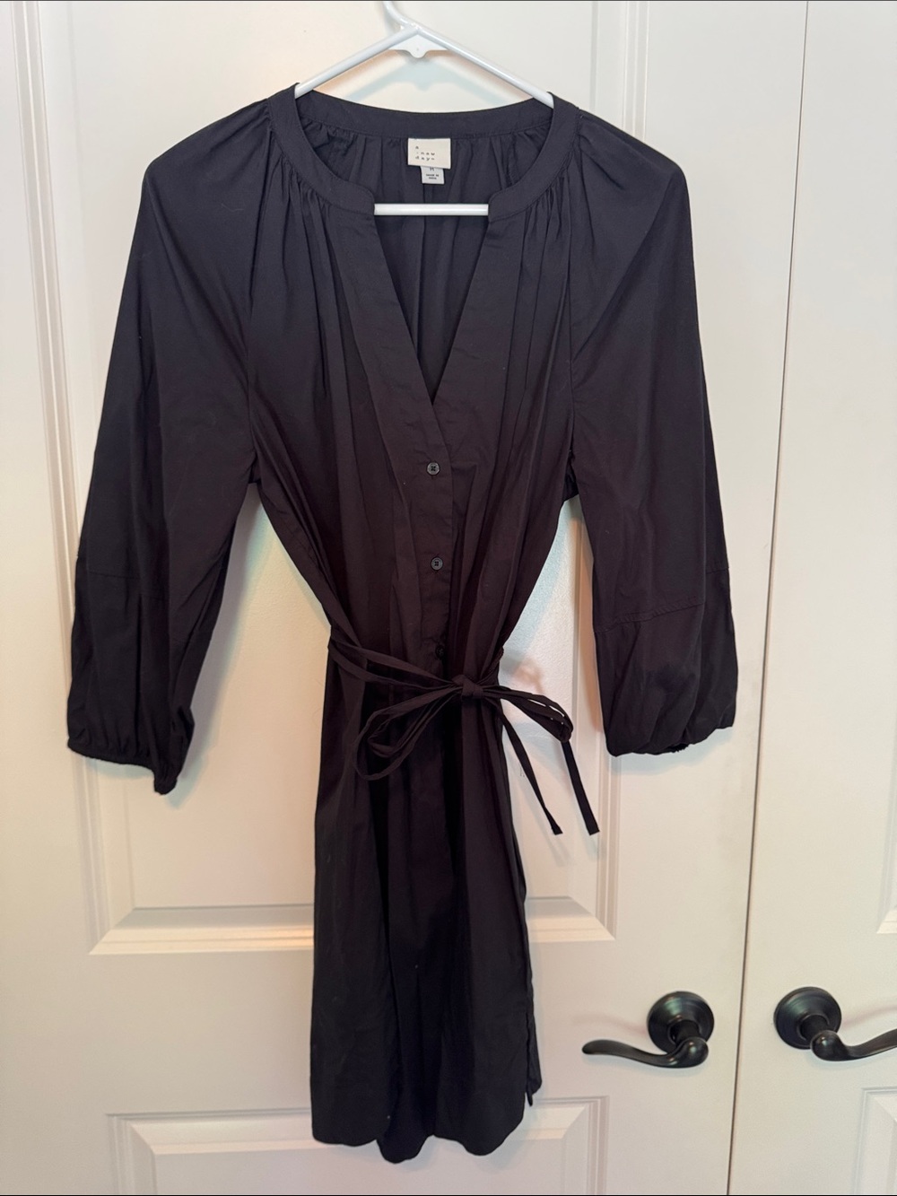 a new day Black V-Neck Tie-Waist Mini Dress